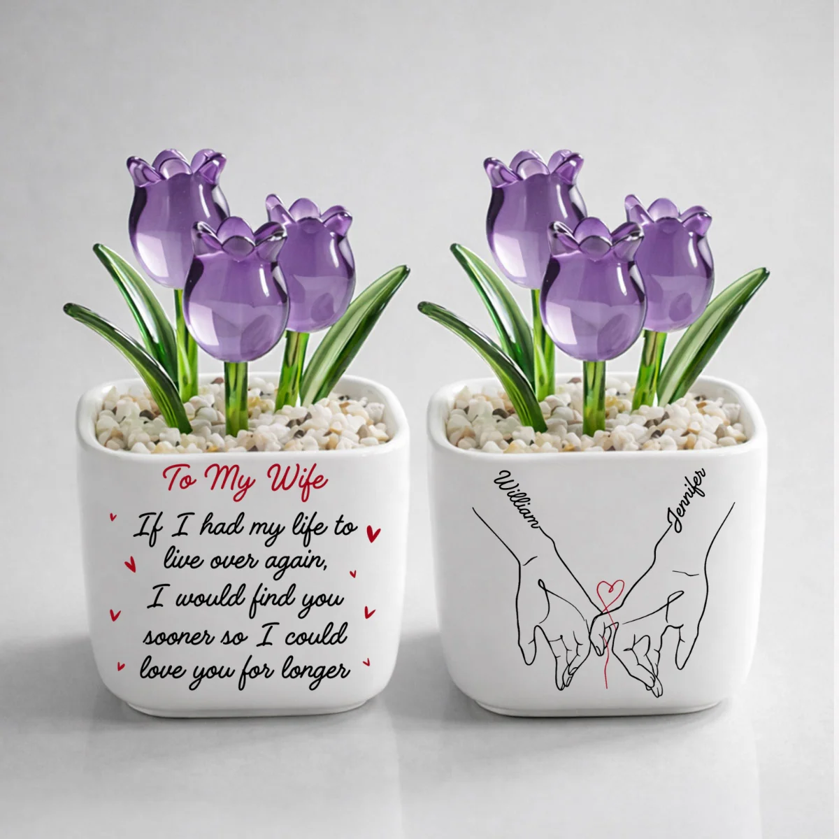 Love You Longer - Personalized Custom Glass Everlasting Tulips - Image 9