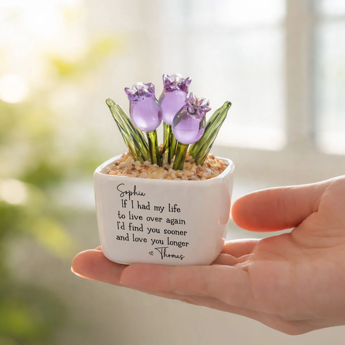 Love You Longer - Personalized Custom Glass Everlasting Tulips - Image 4