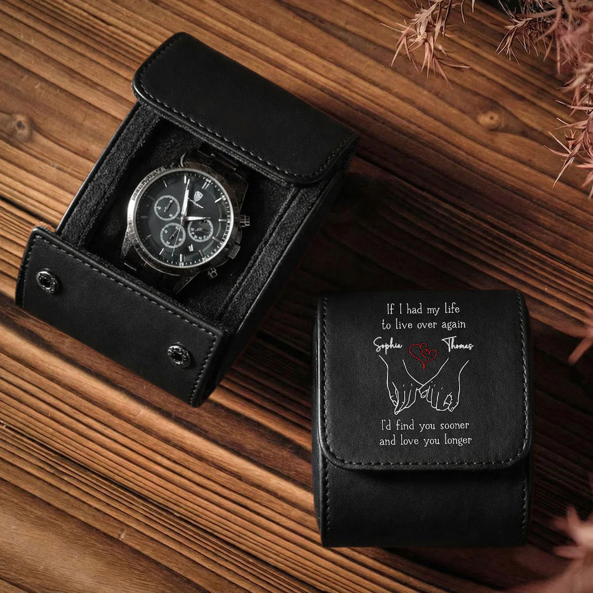 Love You Longer - Personalized Custom Leather Watch Case - Image 2