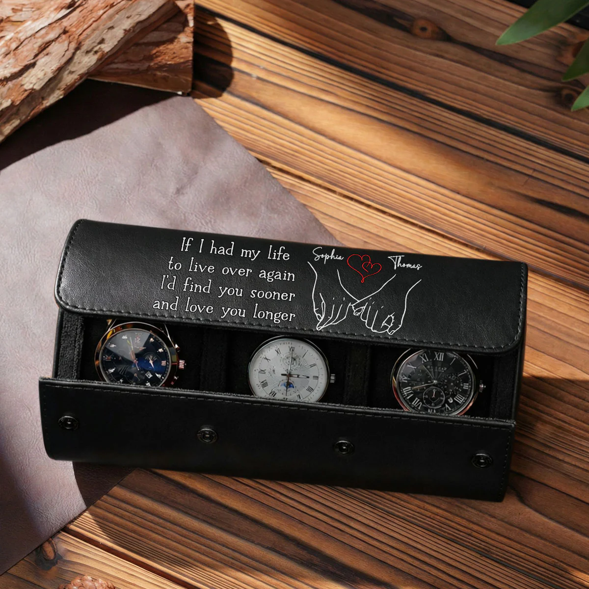 Love You Longer - Personalized Custom Leather Watch Case - Image 4