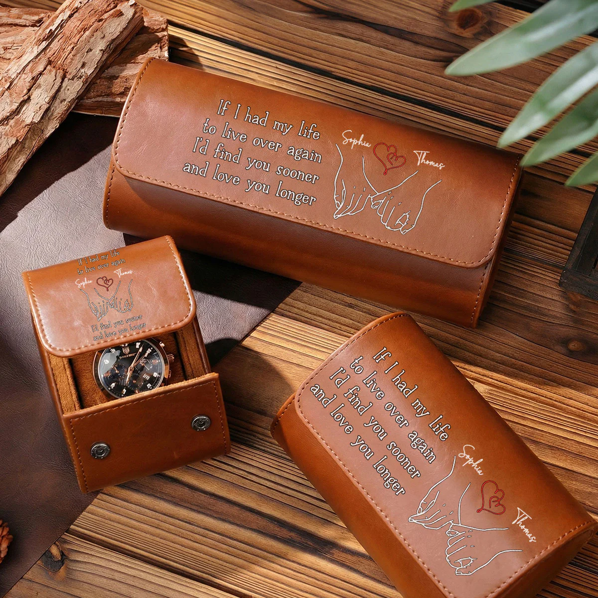 Love You Longer - Personalized Custom Leather Watch Case - Image 5
