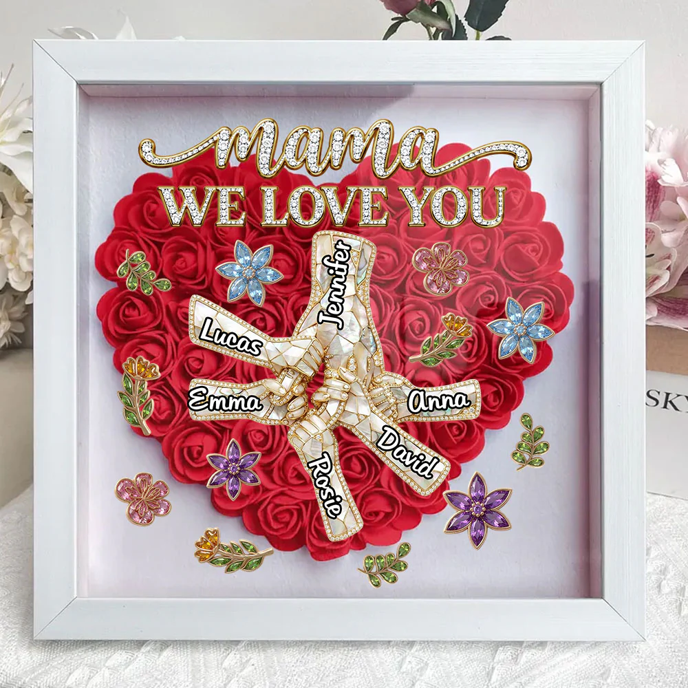 Love You Mom - Personalized Custom Flower Shadow Box