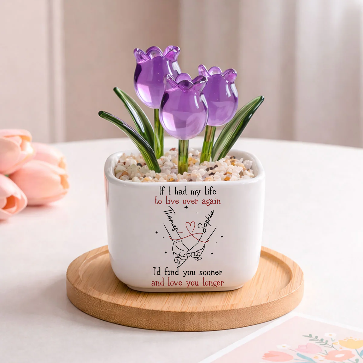 Love You So Much - Personalized Custom Glass Everlasting Tulips