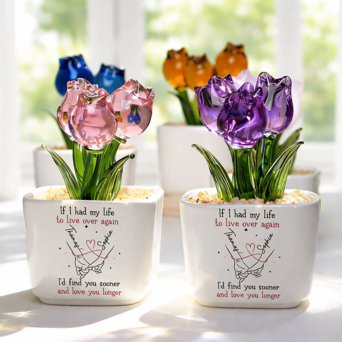 Love You So Much - Personalized Custom Glass Everlasting Tulips - Image 3