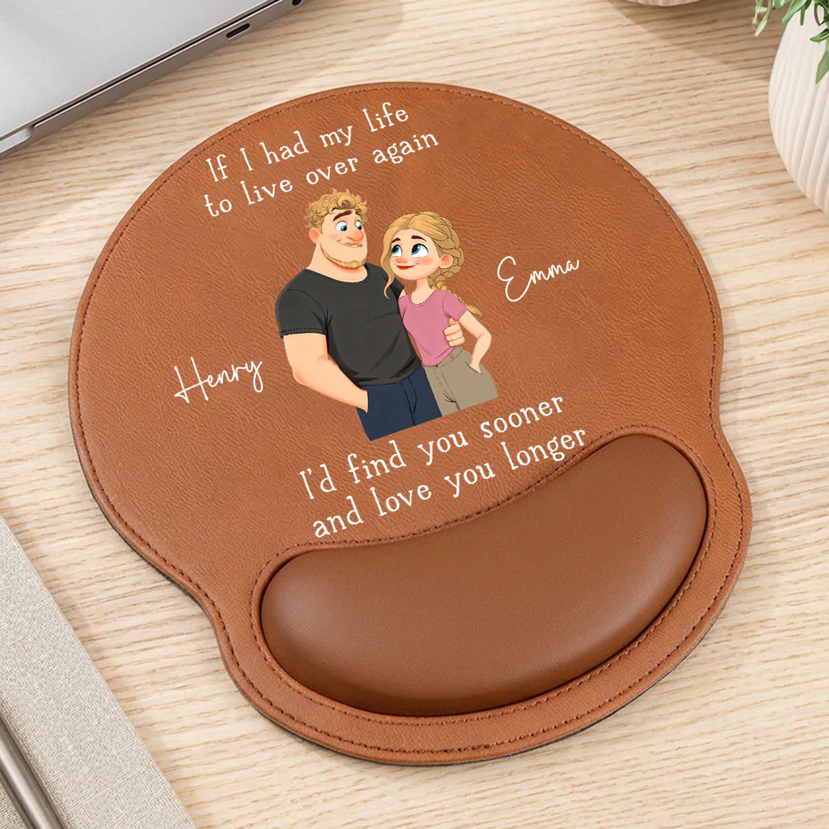 Love You So Much - Personalized Custom Leather Mouse Pad