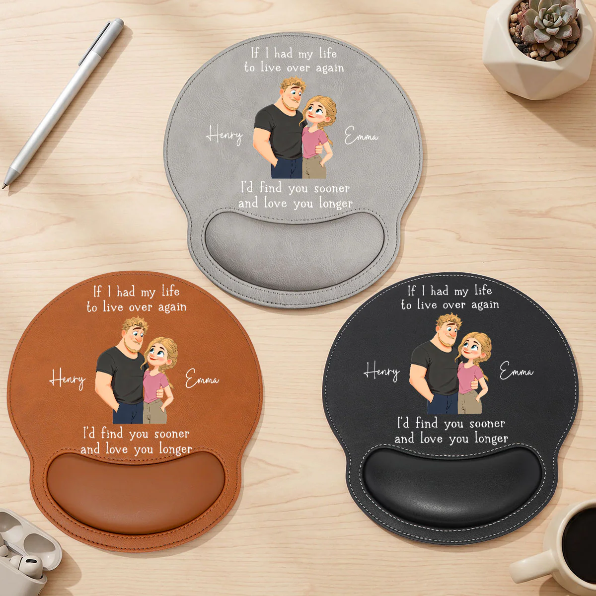 Love You So Much - Personalized Custom Leather Mouse Pad - Image 2