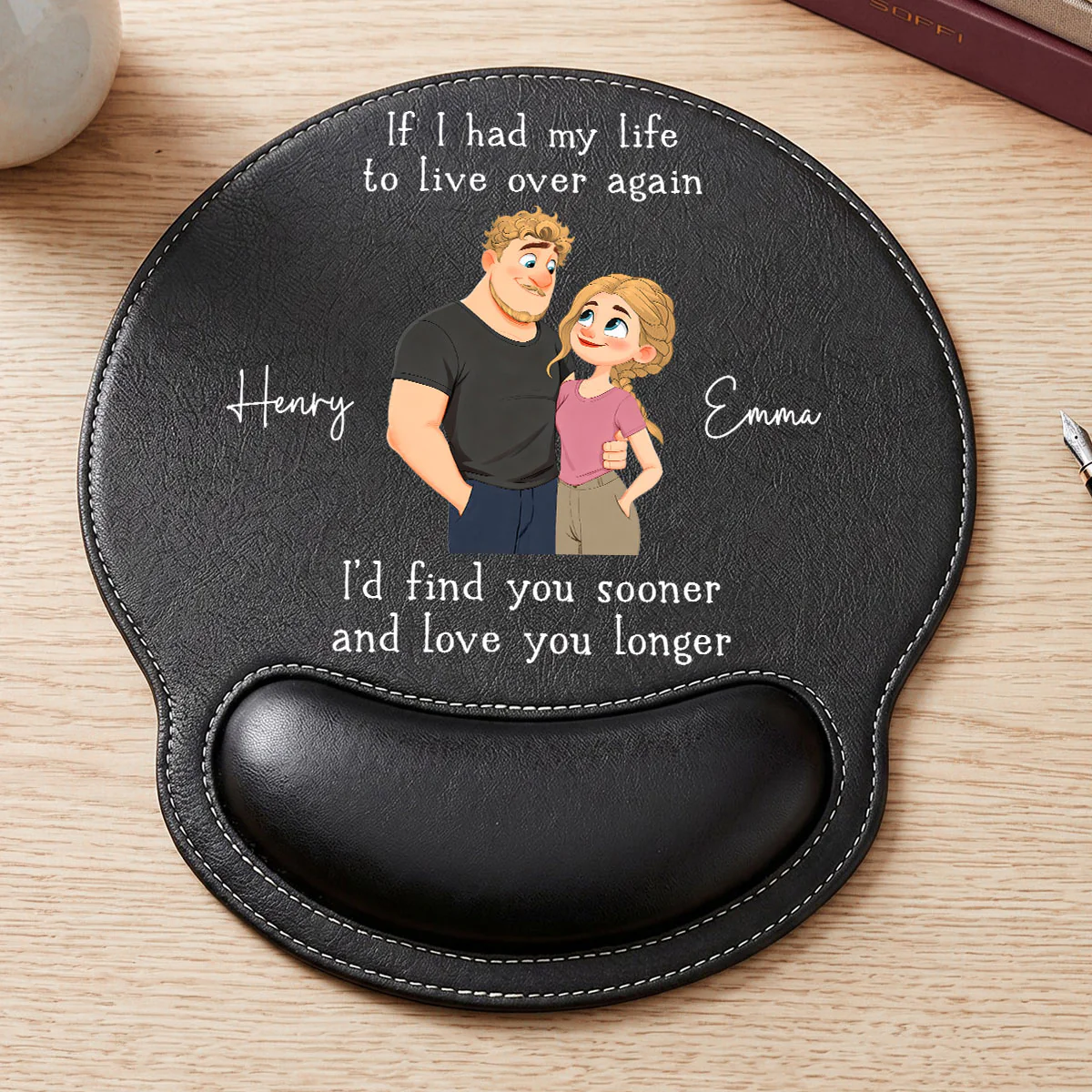 Love You So Much - Personalized Custom Leather Mouse Pad - Image 4