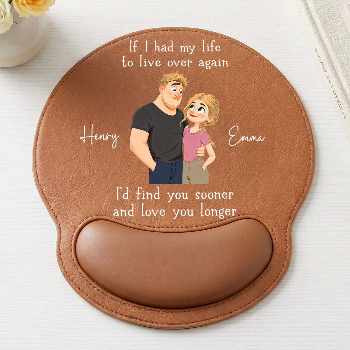 Love You So Much - Personalized Custom Leather Mouse Pad - Image 5