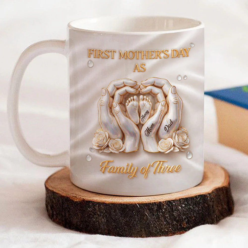 Lovely Family Of Three - Personalized Custom 3D Inflated Effect Mug - Image 6