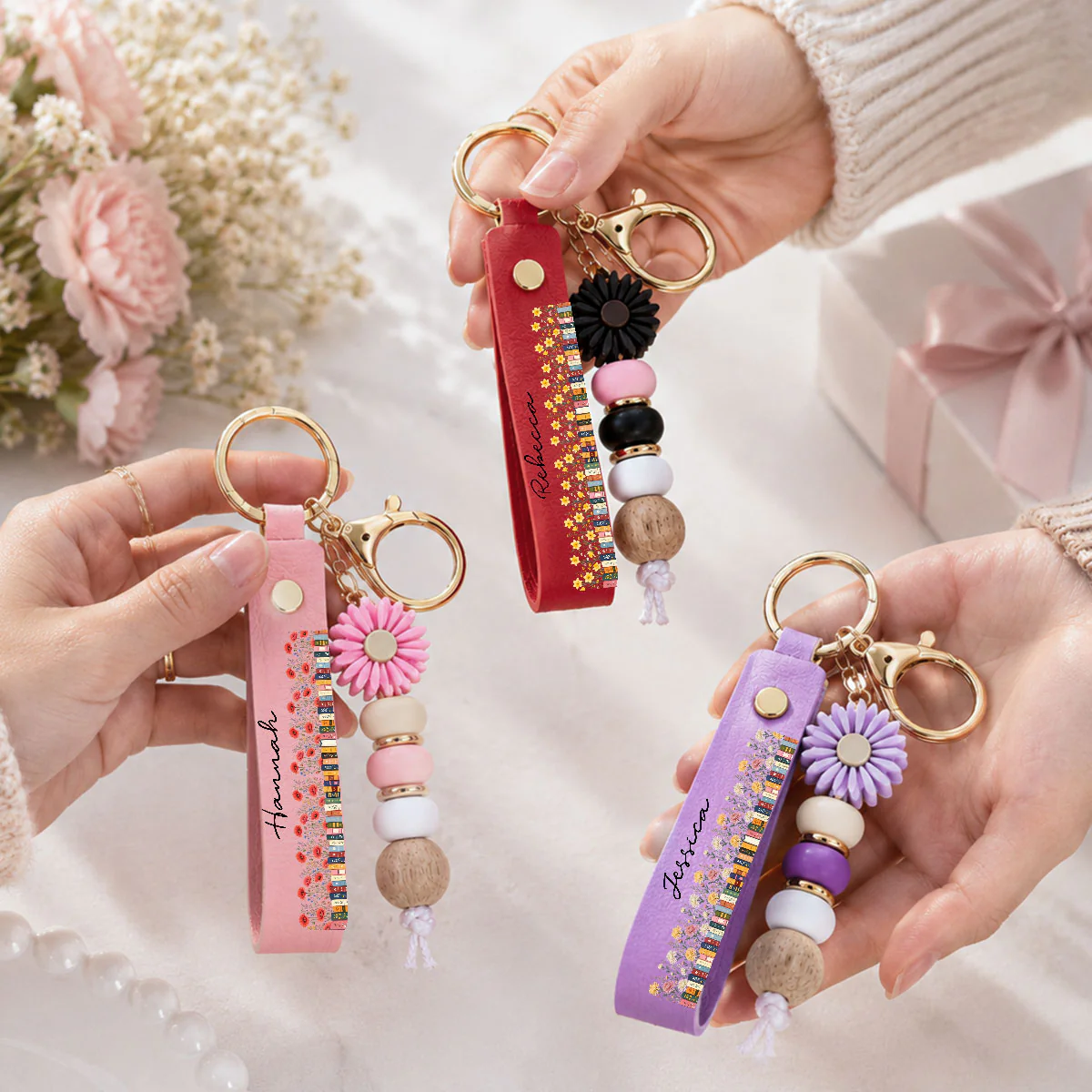 Lovely Girl - Personalized Custom Beaded Keychain - Image 5