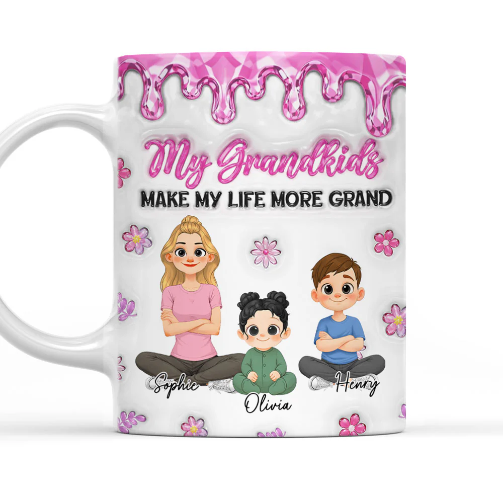 Lovely Grandkids And Grandma - Personalized Custom 3D Inflated Effect Mug