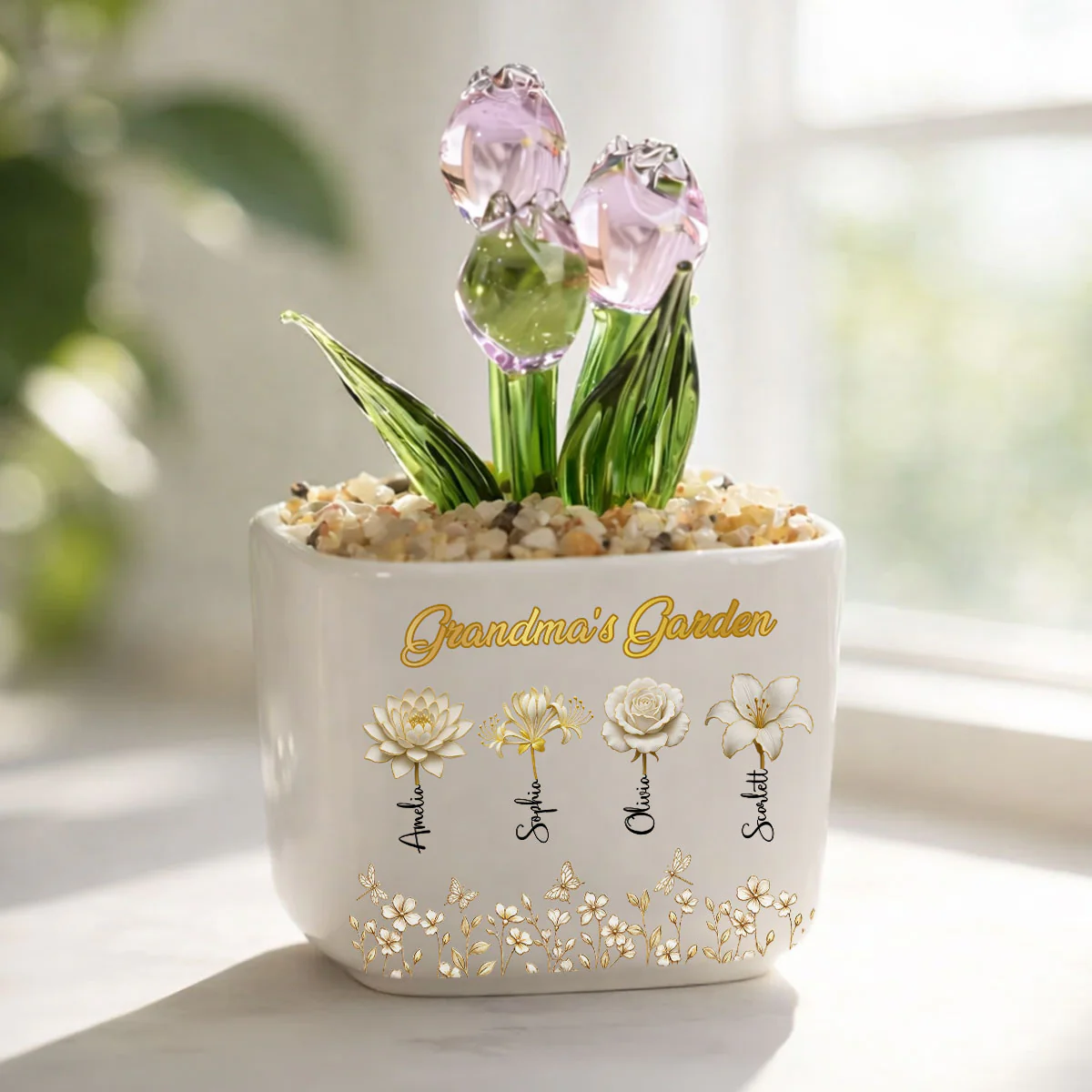 Lovely Grandma Garden- Personalized Custom Glass Everlasting Tulips - Image 2