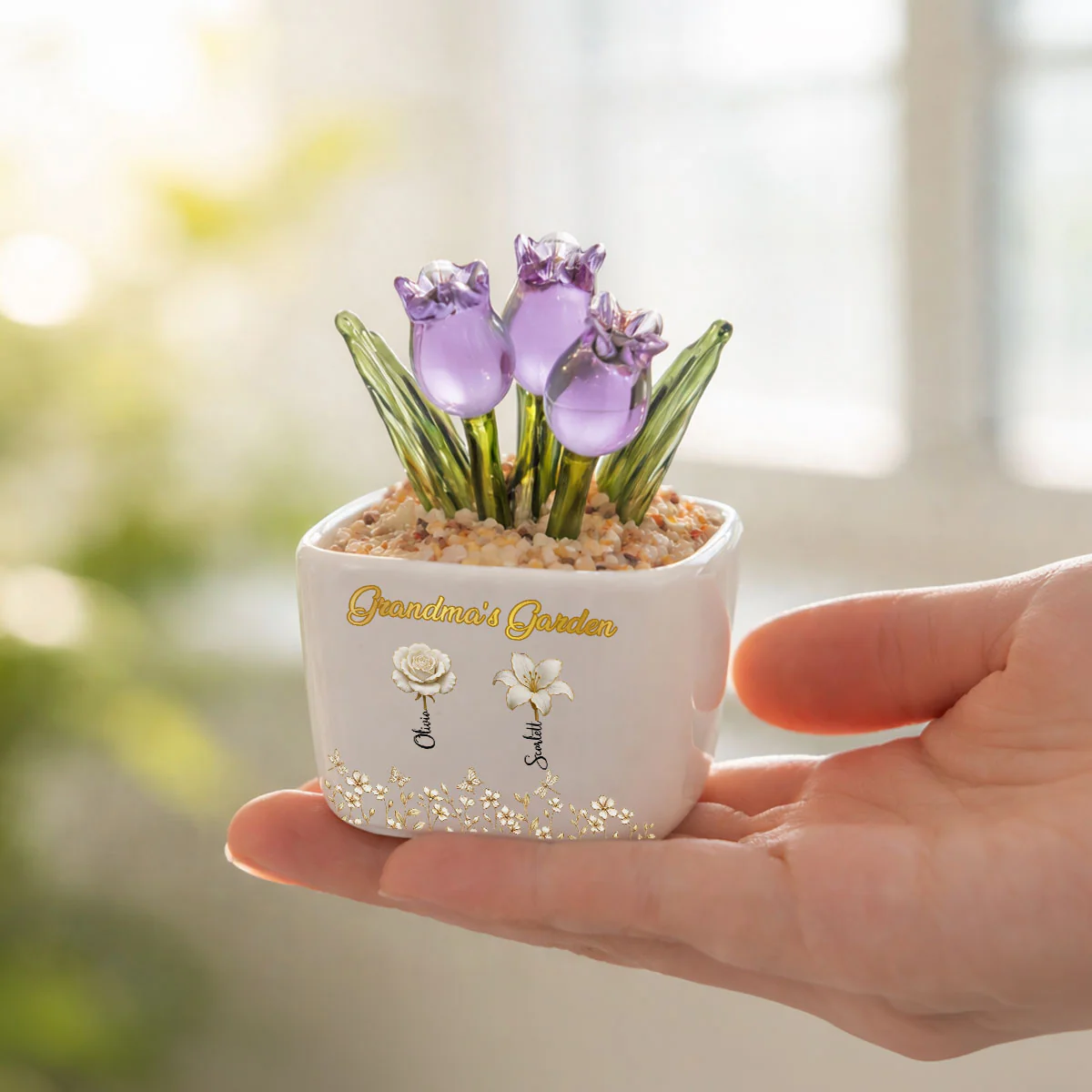 Lovely Grandma Garden- Personalized Custom Glass Everlasting Tulips - Image 4