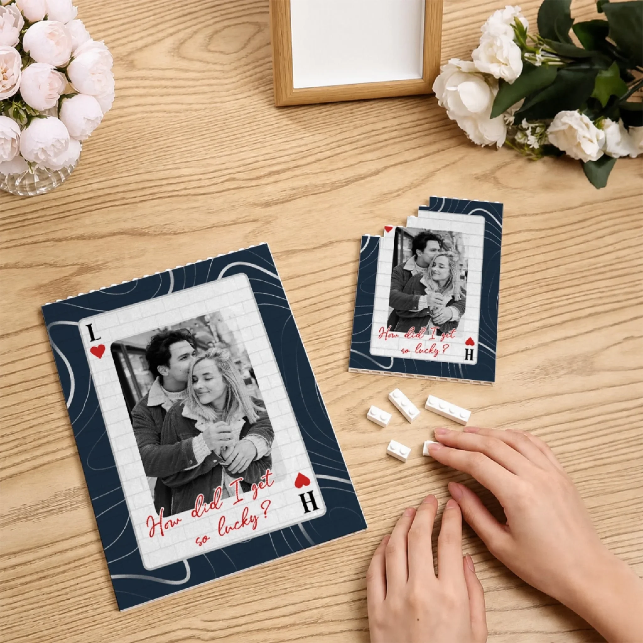 Lucky To Love You - Personalized Custom Rectangle Building Brick Blocks - Image 2