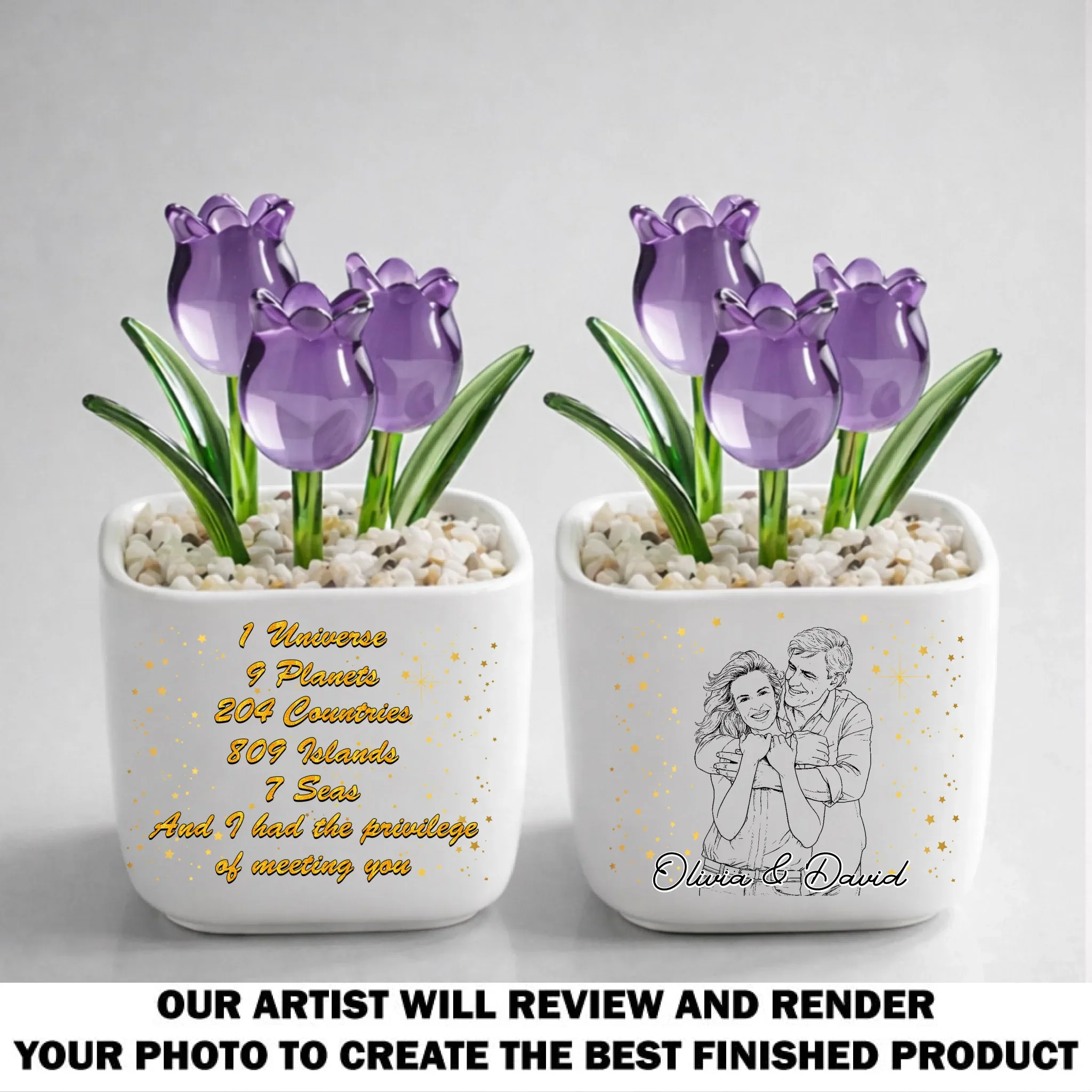 Lucky To Meet You - Personalized Custom Glass Everlasting Tulips - Image 11