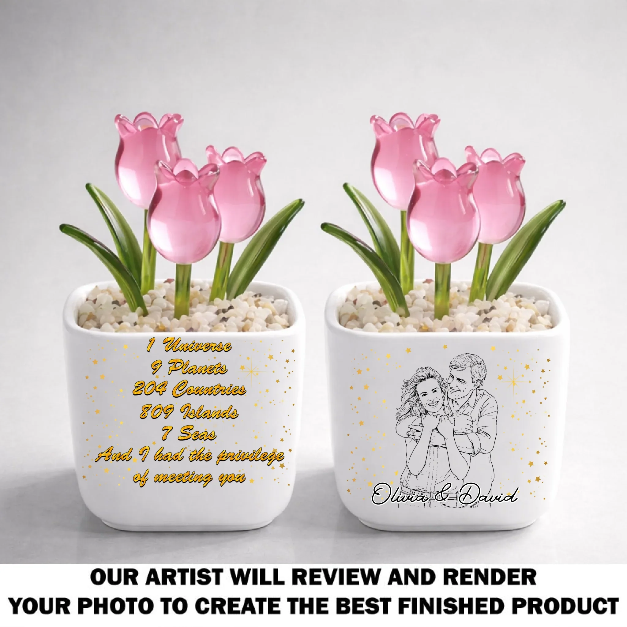 Lucky To Meet You - Personalized Custom Glass Everlasting Tulips - Image 12