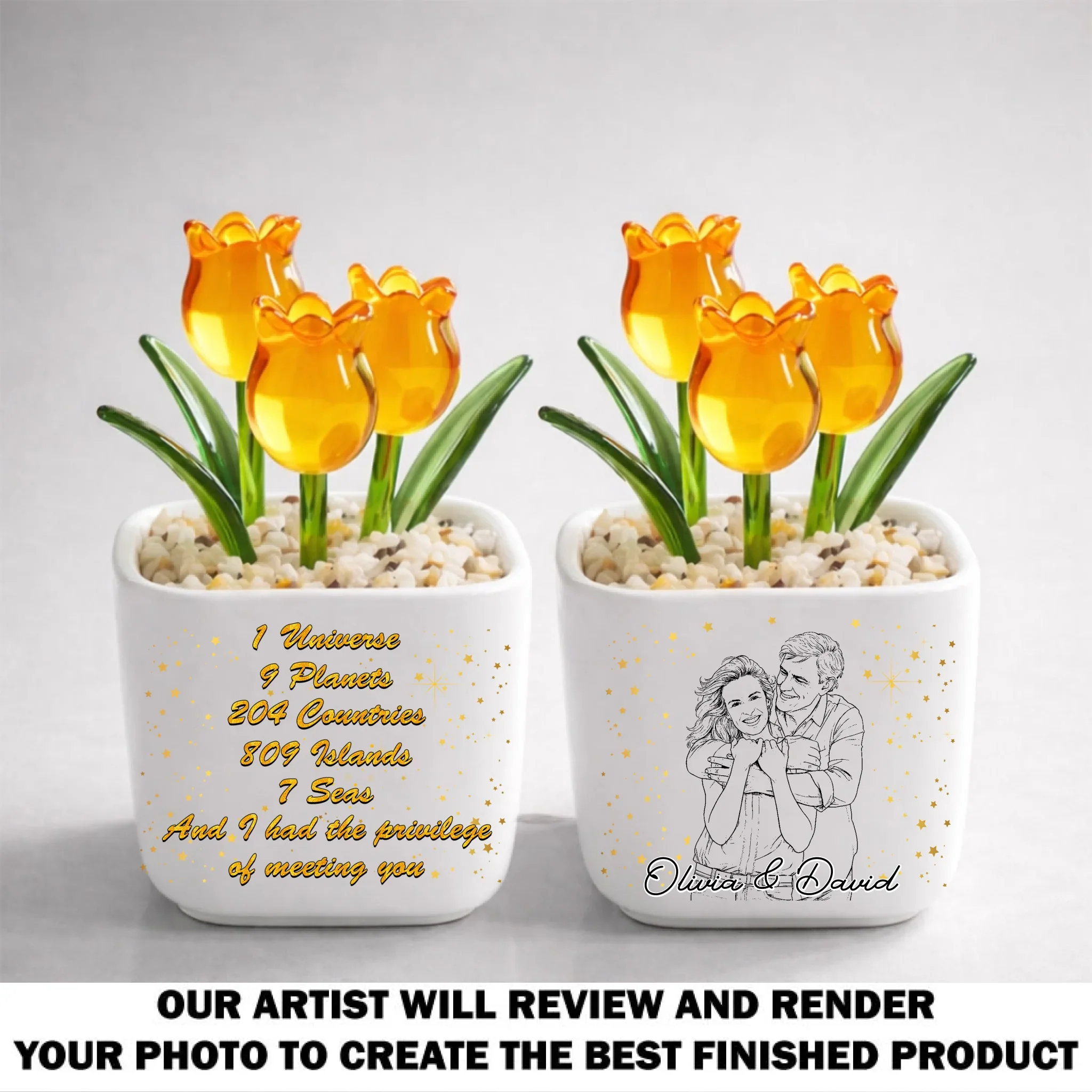 Lucky To Meet You - Personalized Custom Glass Everlasting Tulips - Image 13