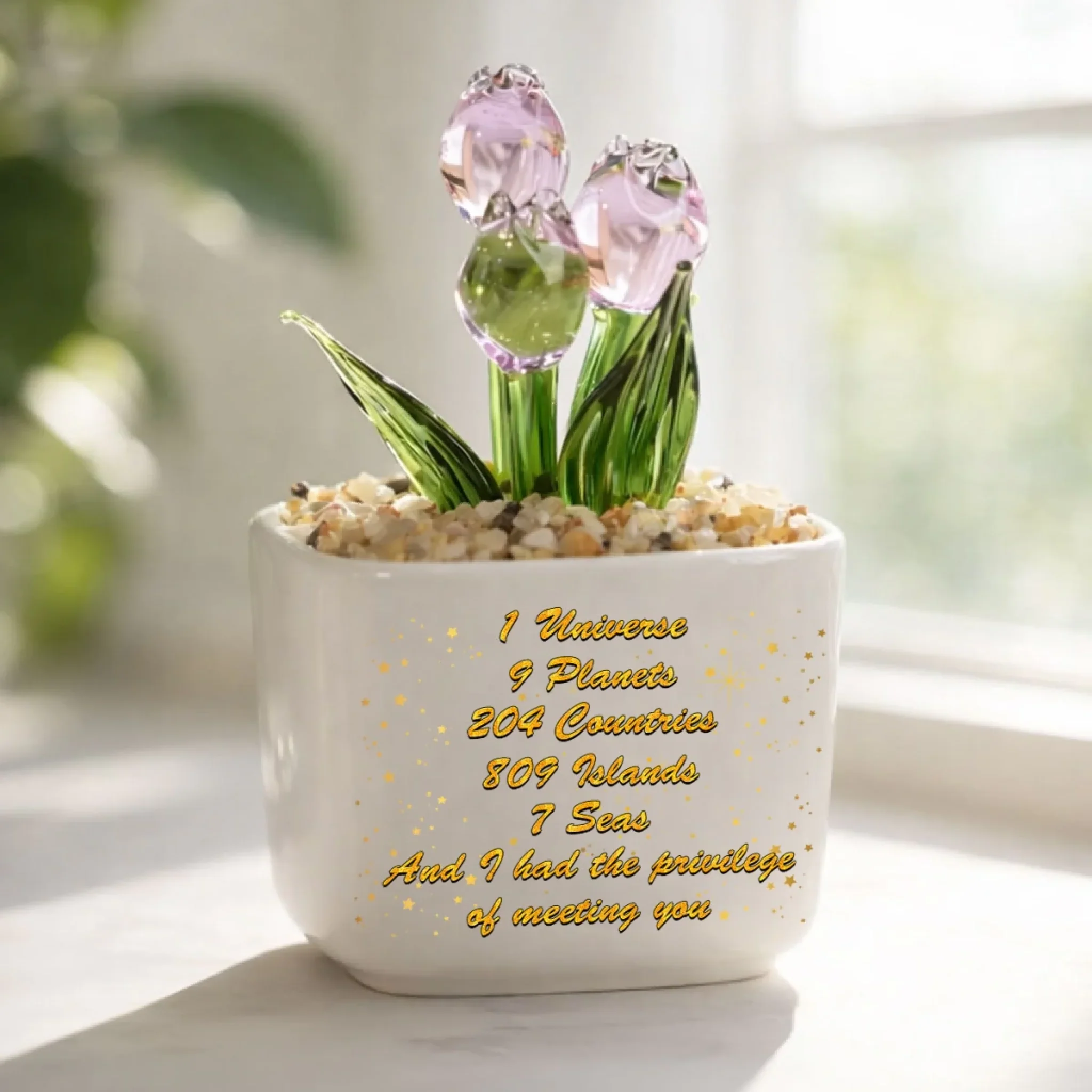 Lucky To Meet You - Personalized Custom Glass Everlasting Tulips - Image 5