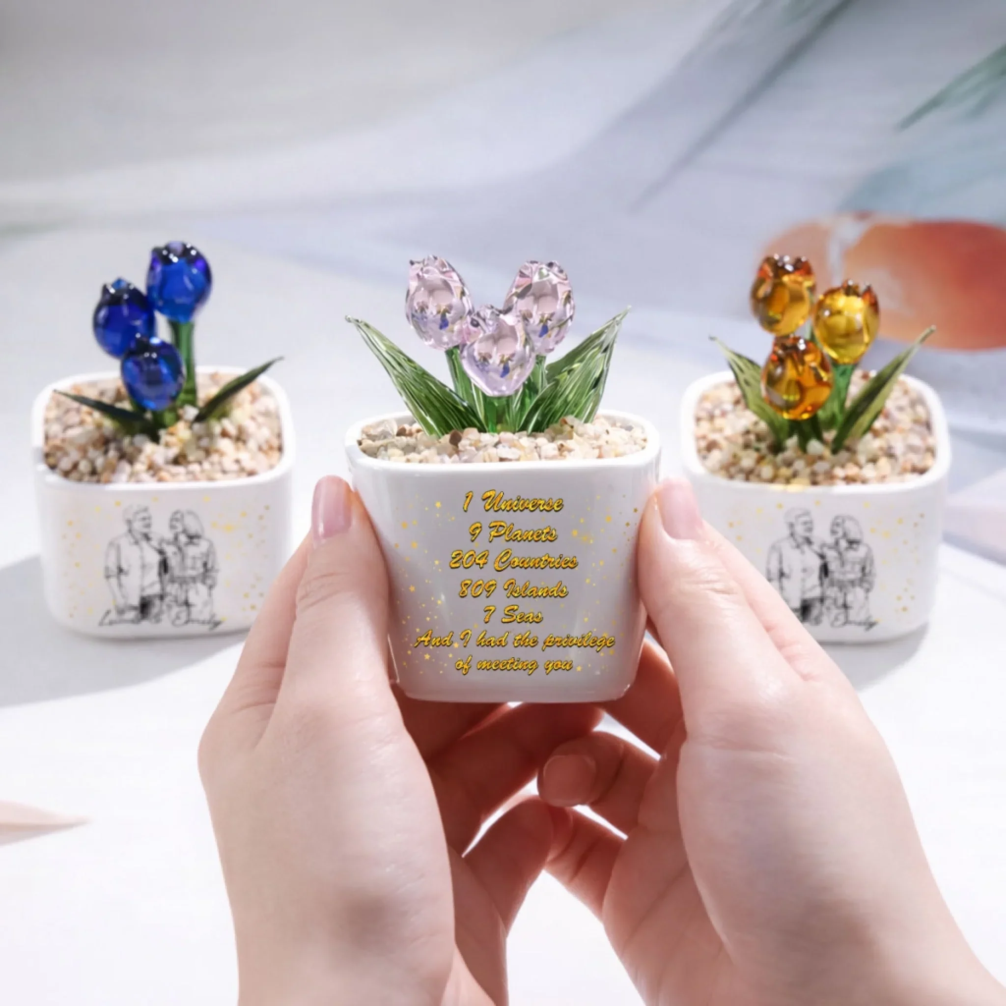 Lucky To Meet You - Personalized Custom Glass Everlasting Tulips - Image 6