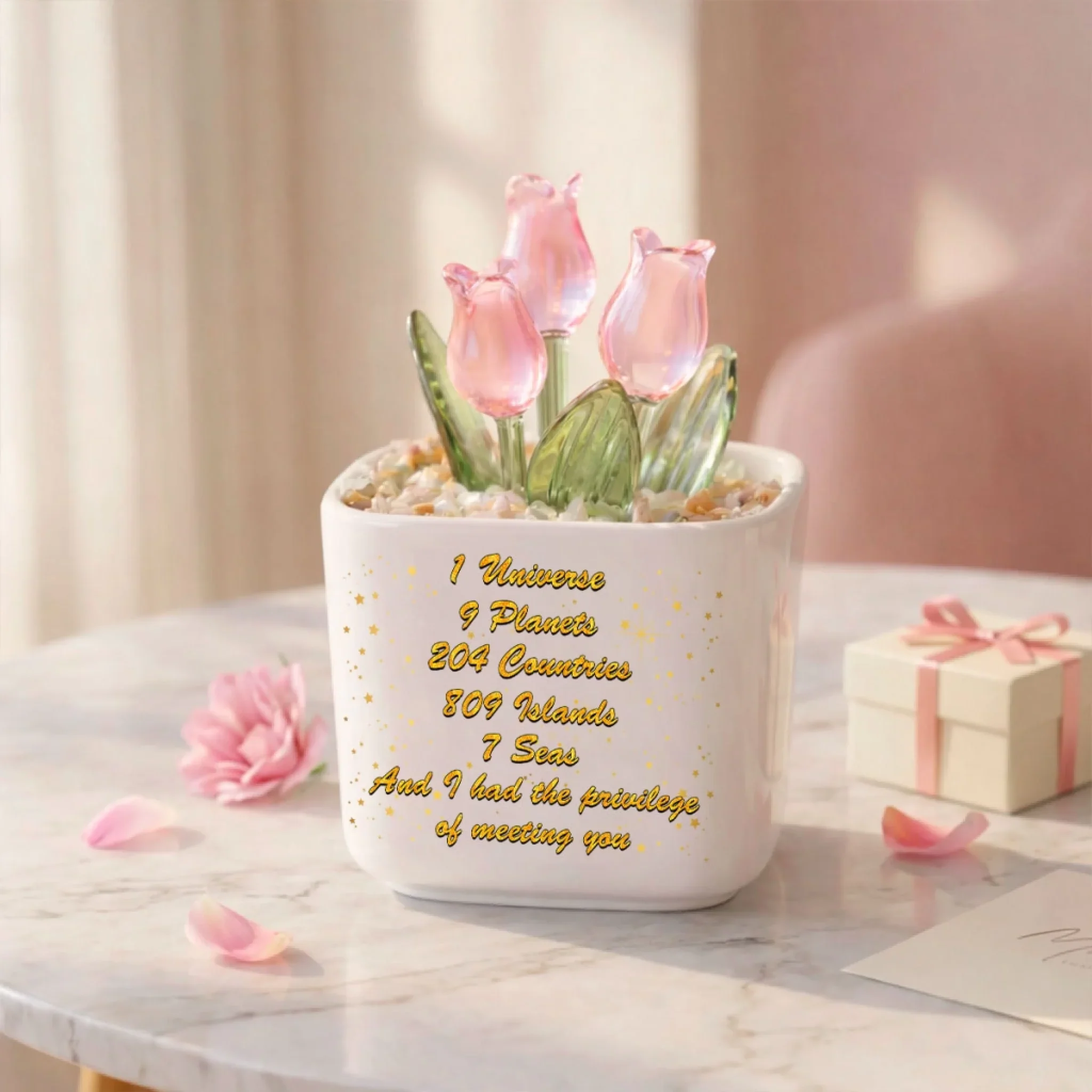 Lucky To Meet You - Personalized Custom Glass Everlasting Tulips - Image 8