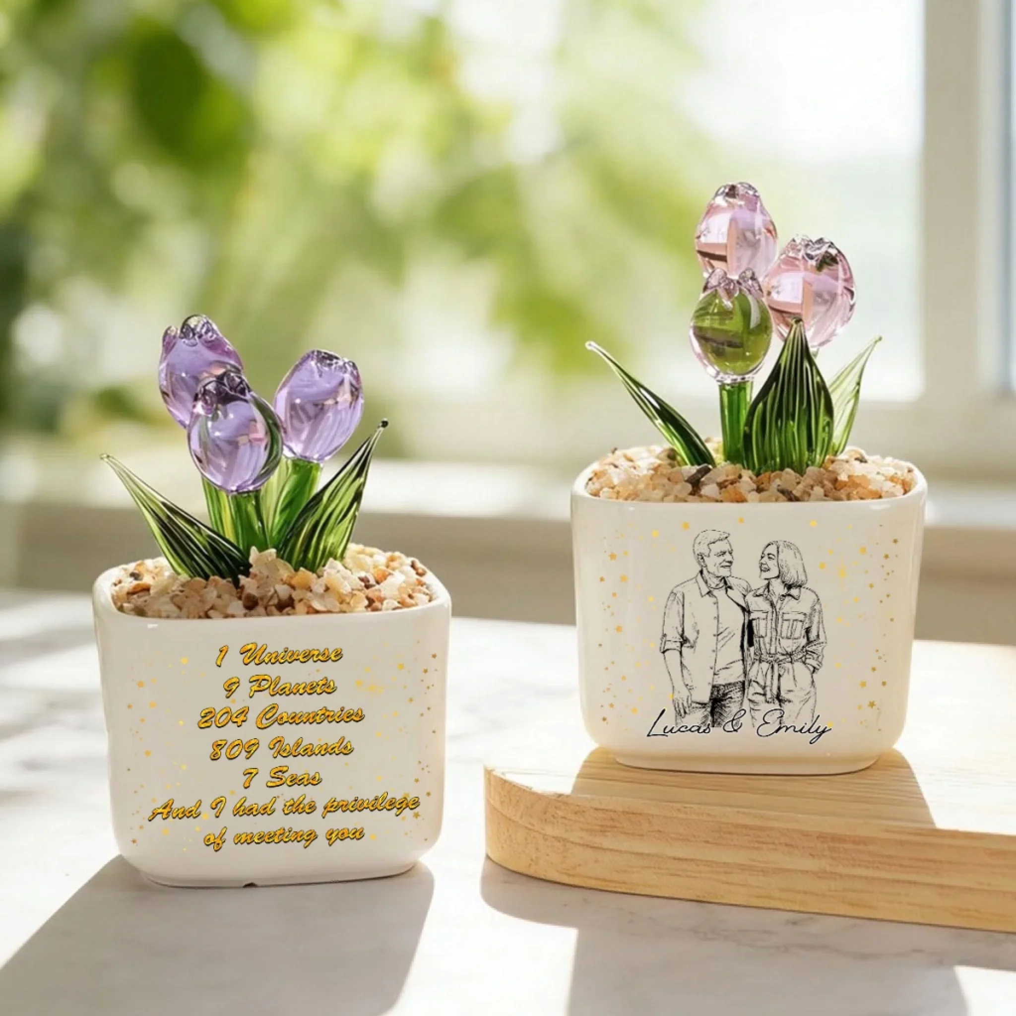 Lucky To Meet You - Personalized Custom Glass Everlasting Tulips - Image 9