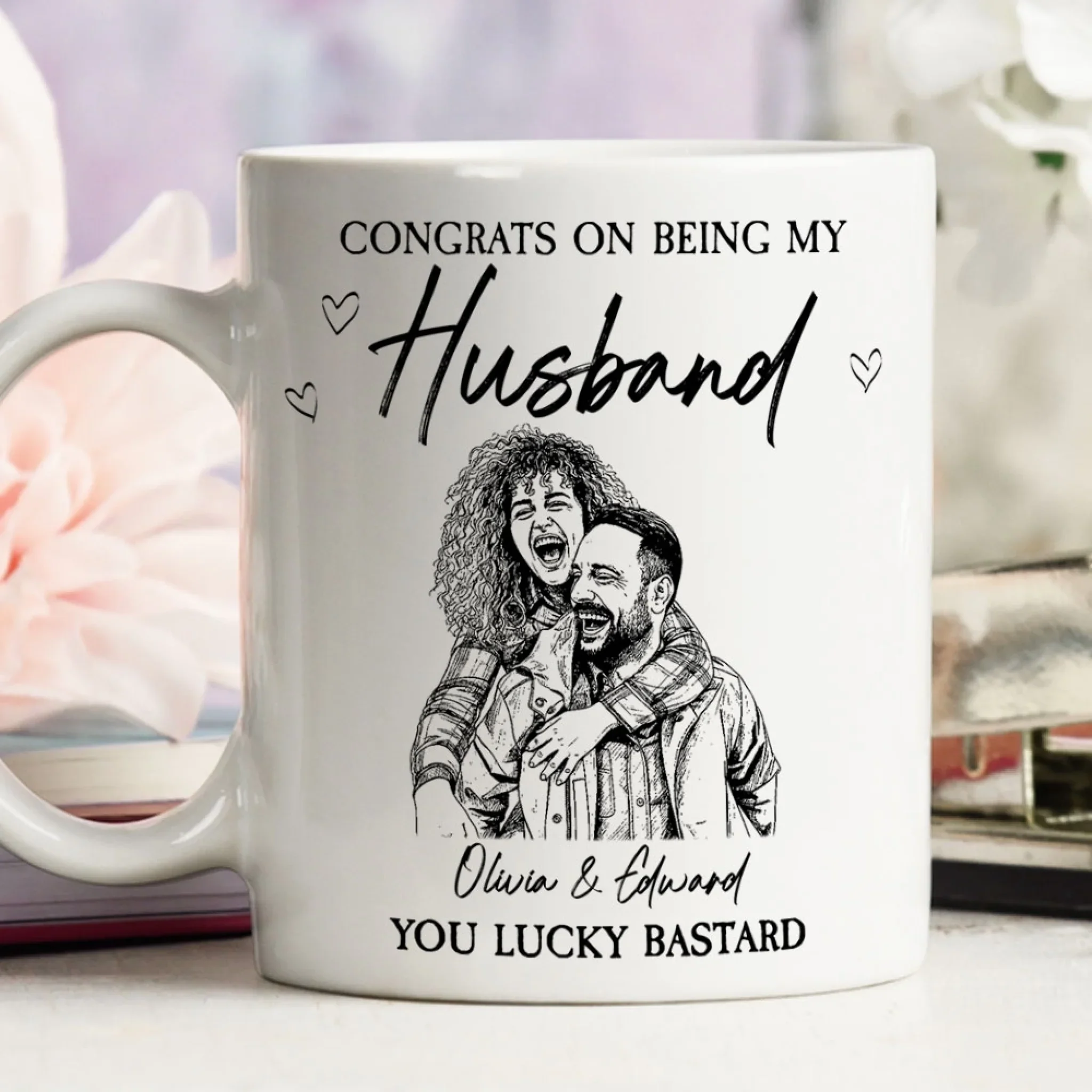 Lucky You Sketch - Personalized Custom Coffee Mug - Image 6