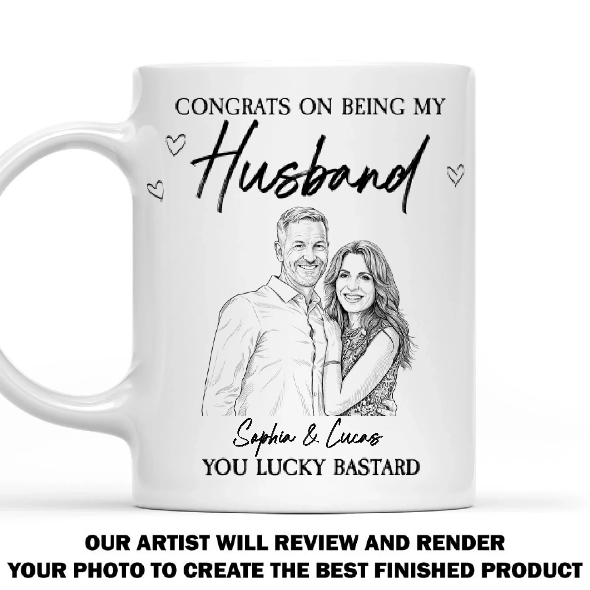 Lucky You Sketch - Personalized Custom Coffee Mug - Image 8