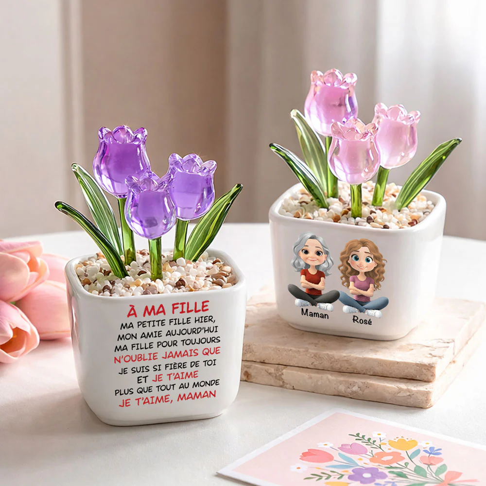 Ma Fille Pour Toujours - Verre Personnalisé Avec Tulipes Éternelles