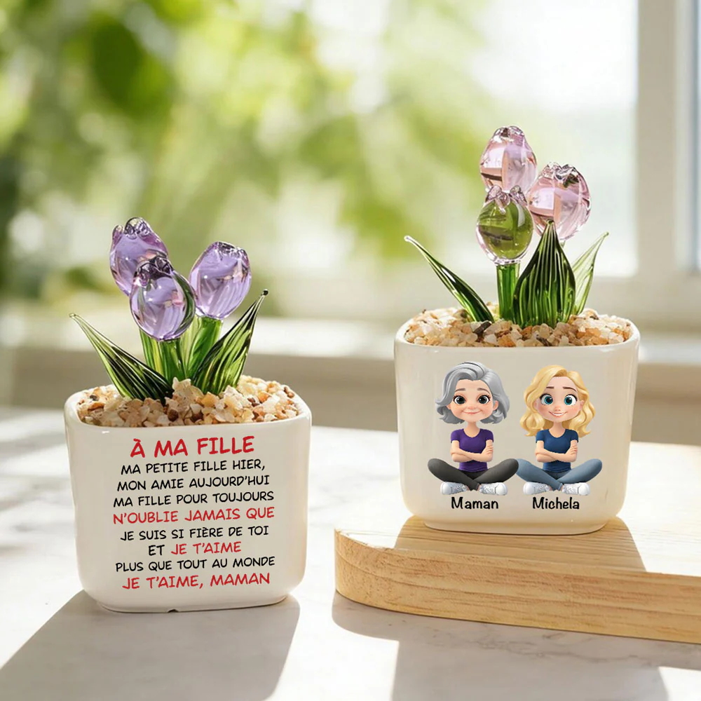 Ma Fille Pour Toujours - Verre Personnalisé Avec Tulipes Éternelles - Image 2