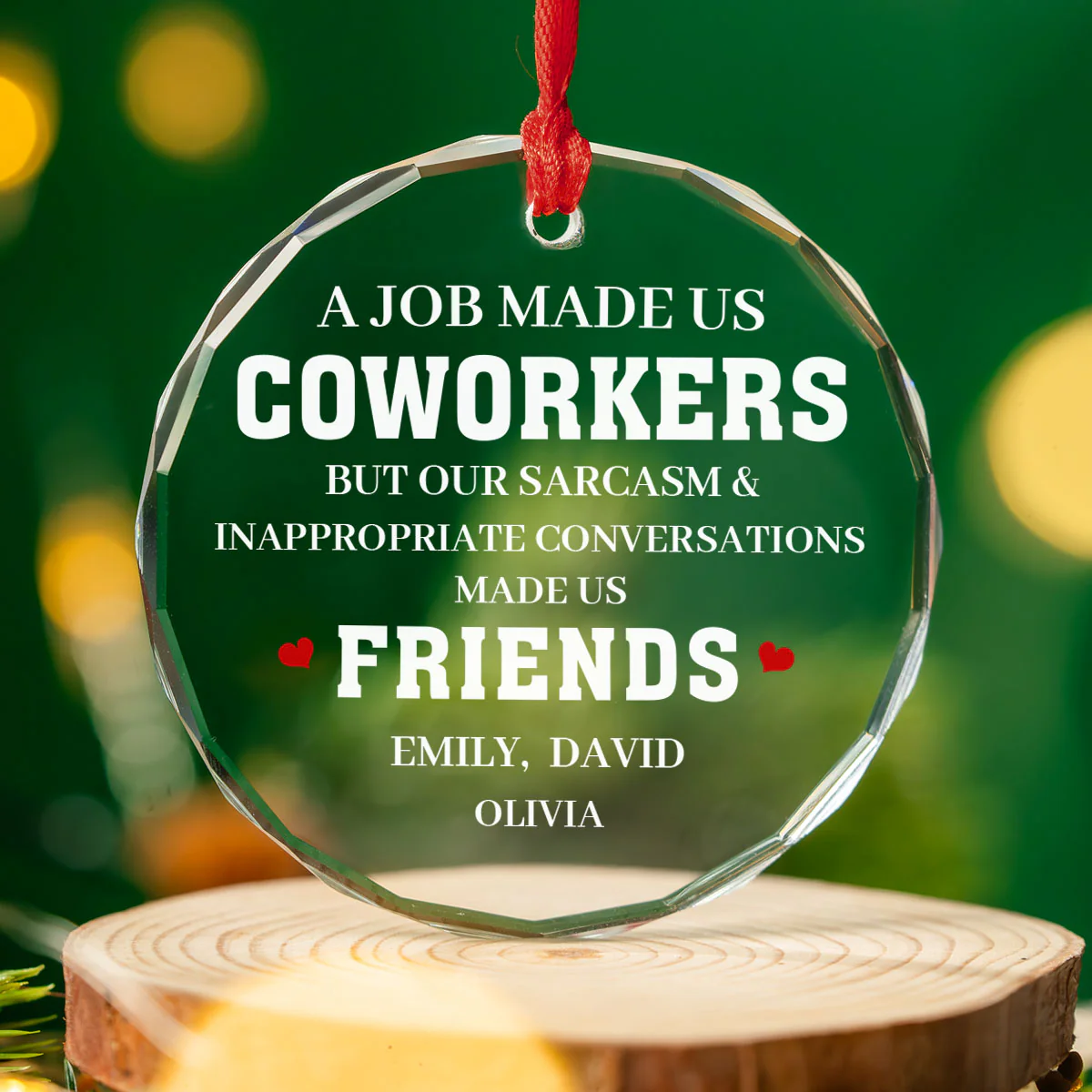 Made Us Friends - Personalized Custom Glass Ornament - Image 2
