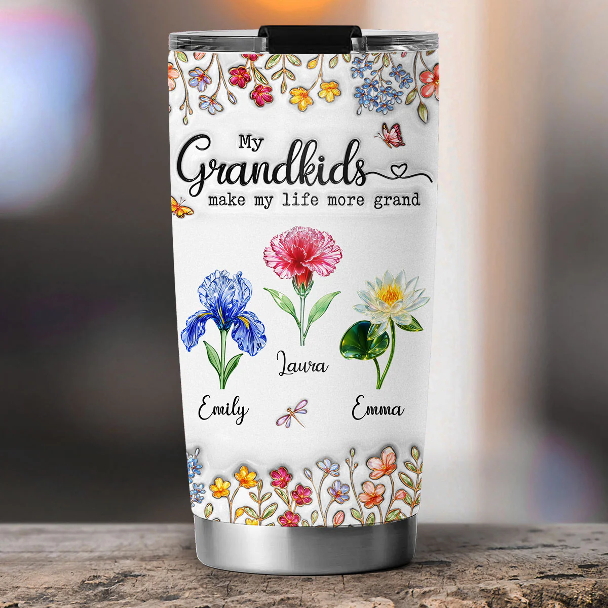 Make Life More Grand With Lovely Kids - Personalized Custom 3D Inflated Effect Tumbler - Image 2