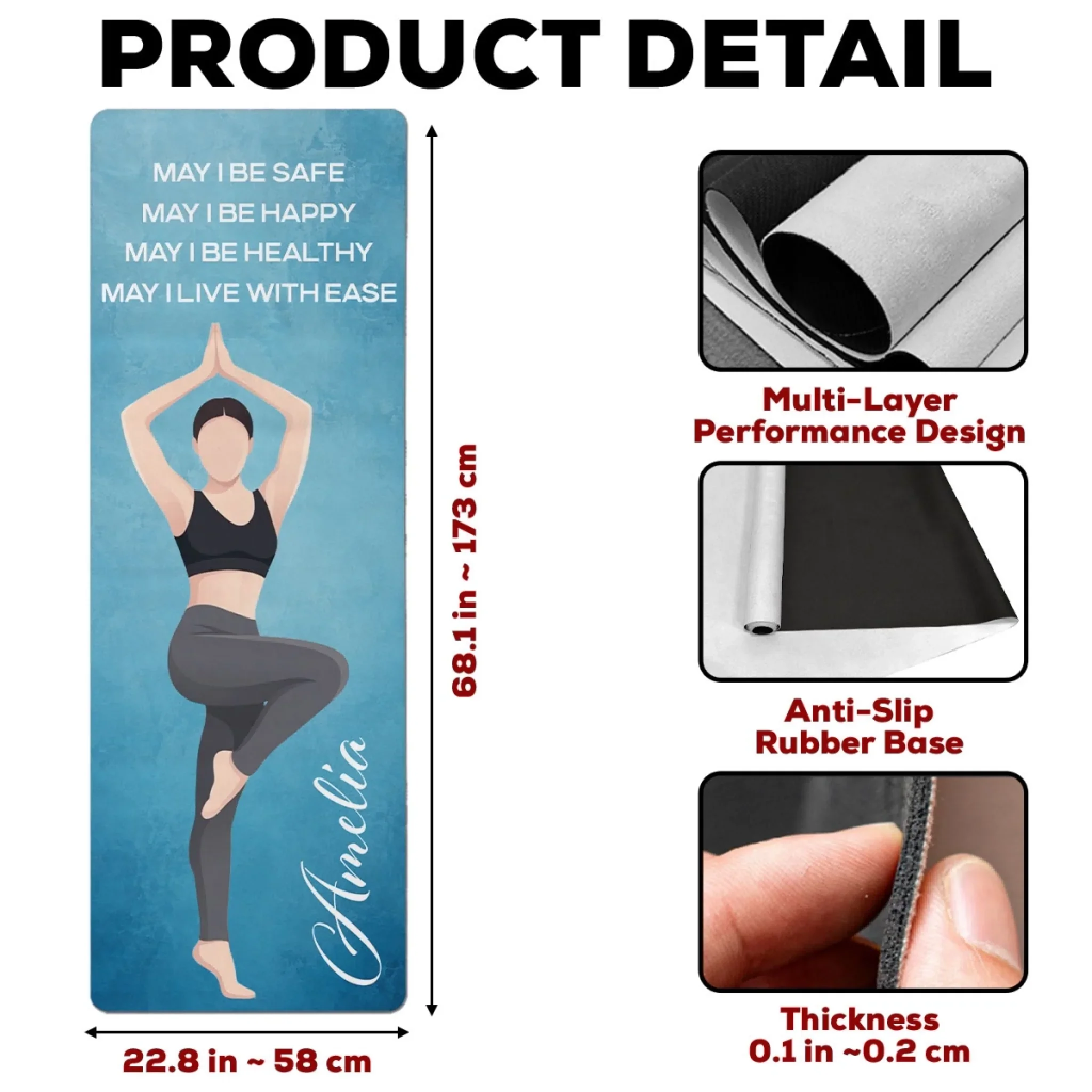 May I Live With Ease Custom Photo - Personalized Custom Yoga Mat - Image 6
