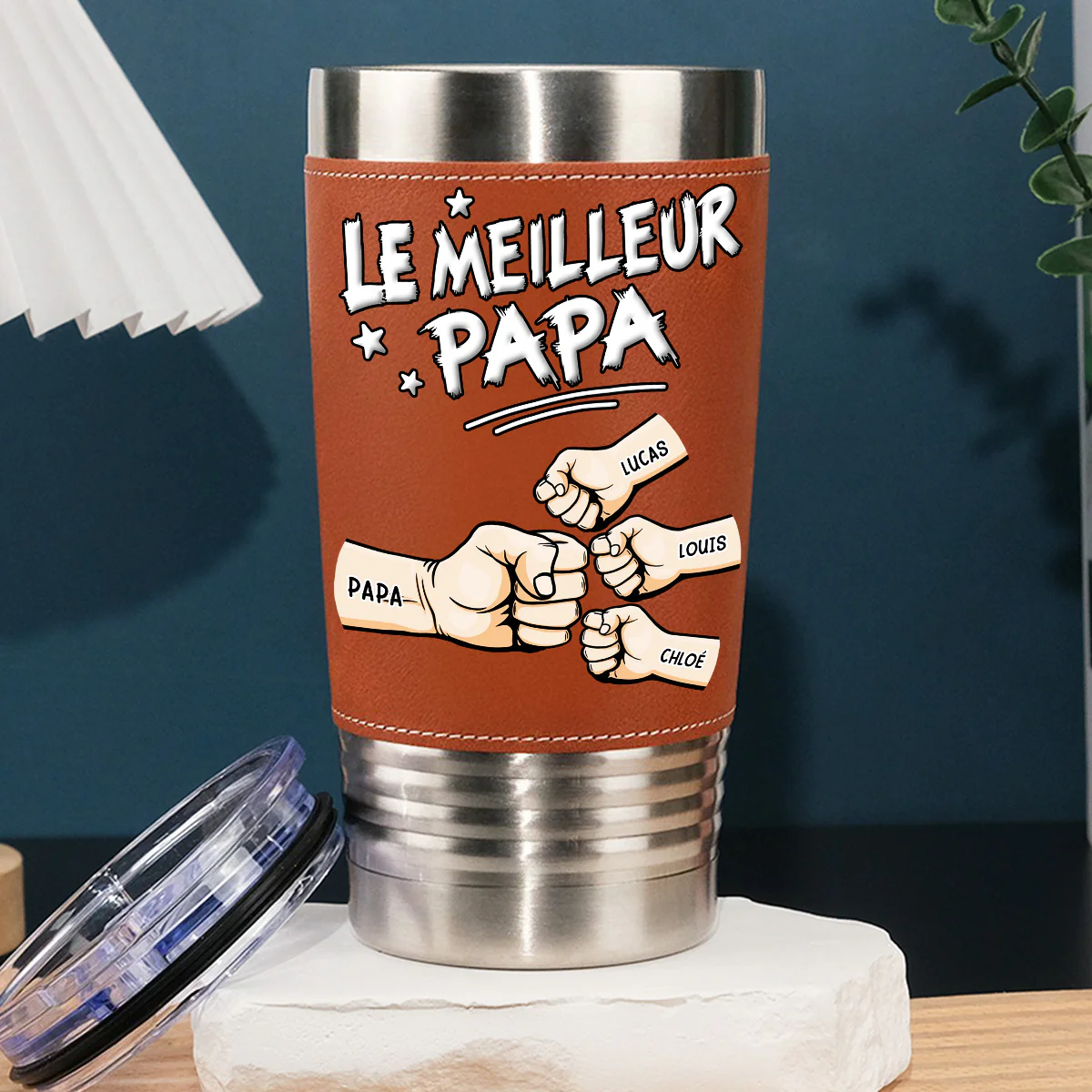 Meilleur Papa - Gobelet En Cuir Personnalisé