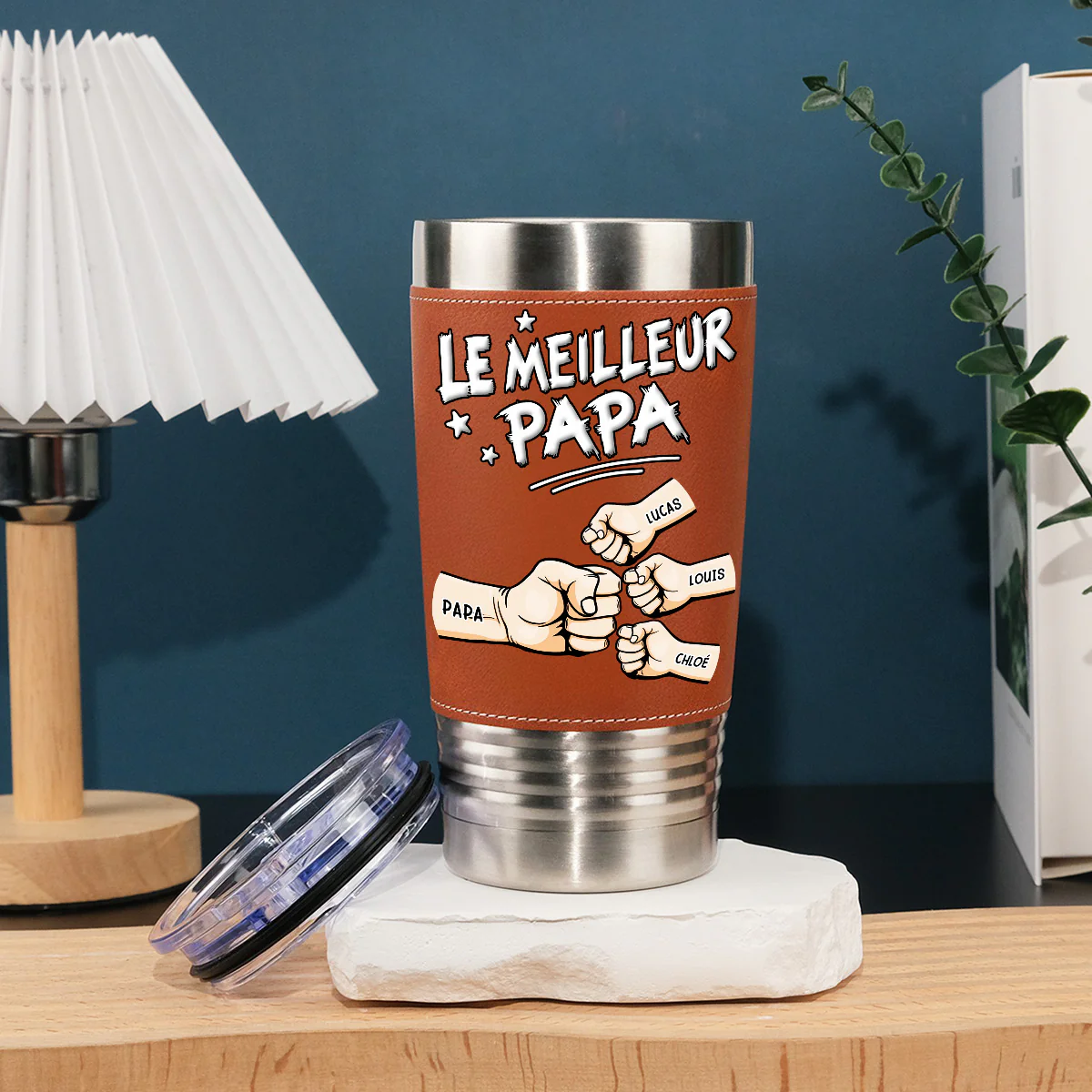 Meilleur Papa - Gobelet En Cuir Personnalisé - Image 3