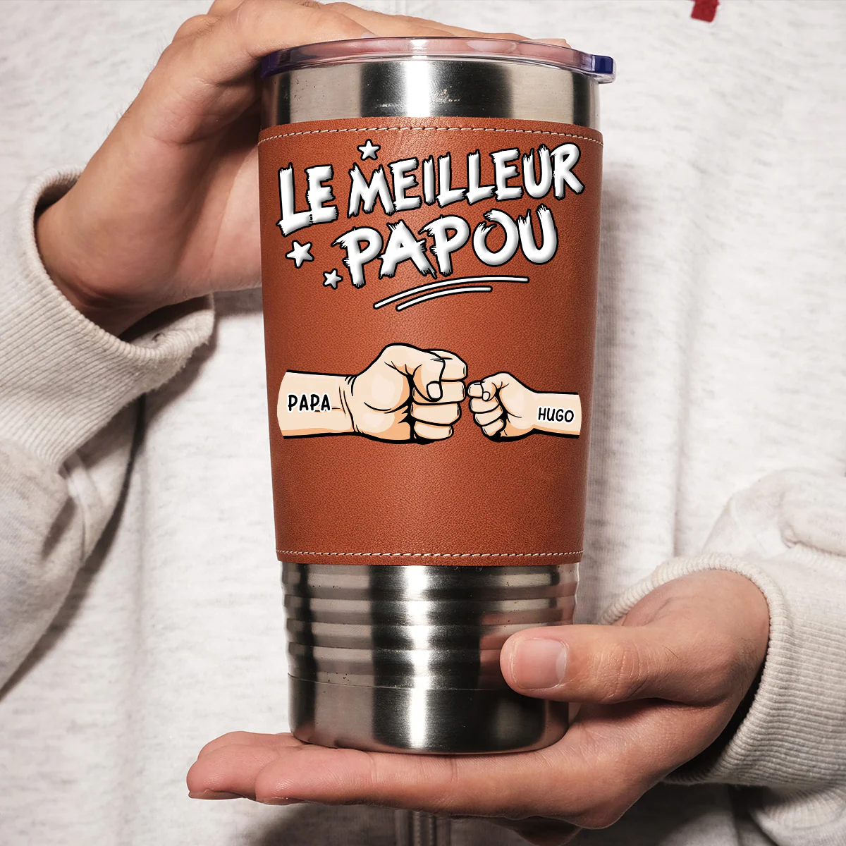 Meilleur Papa - Gobelet En Cuir Personnalisé - Image 4