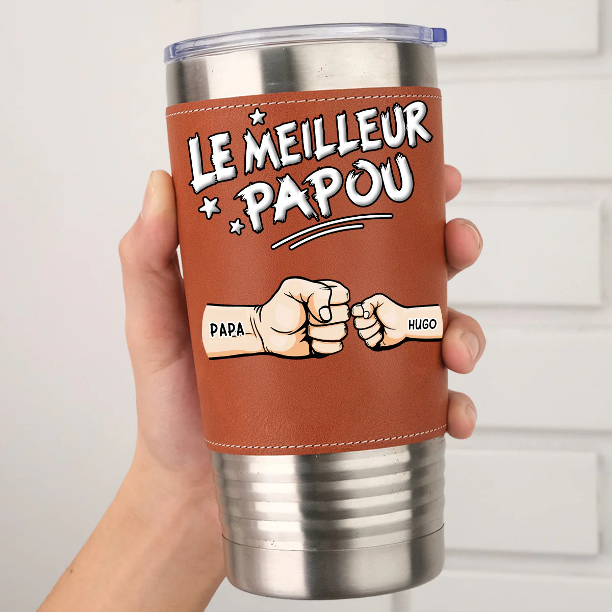 Meilleur Papa - Gobelet En Cuir Personnalisé - Image 5