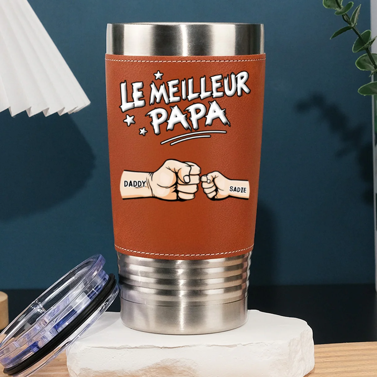 Meilleur Papa - Gobelet En Cuir Personnalisé - Image 6