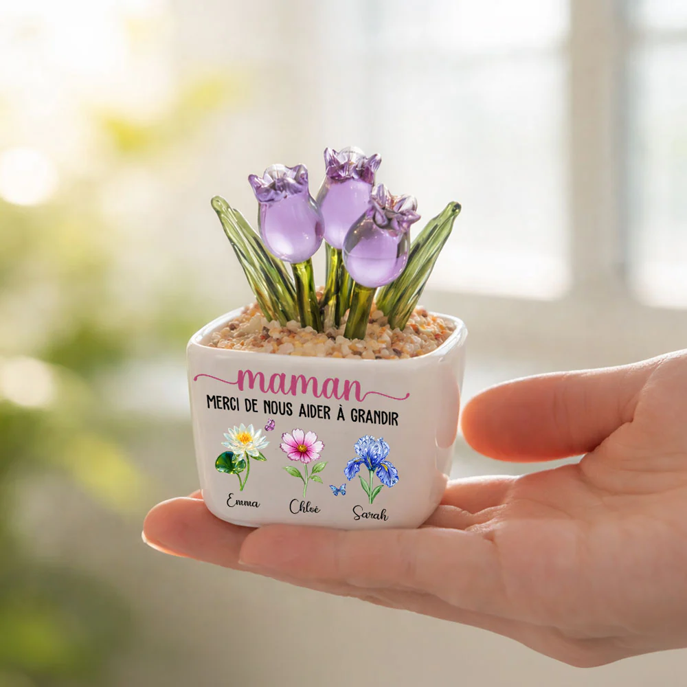 Merci De M'Aider À Grandir - Tulipes Éternelles En Verre Personnalisées - Image 3