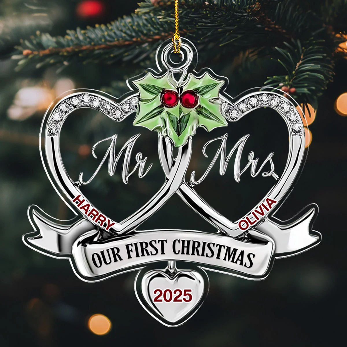 Merry And Married - Personalized Custom Acrylic Ornament