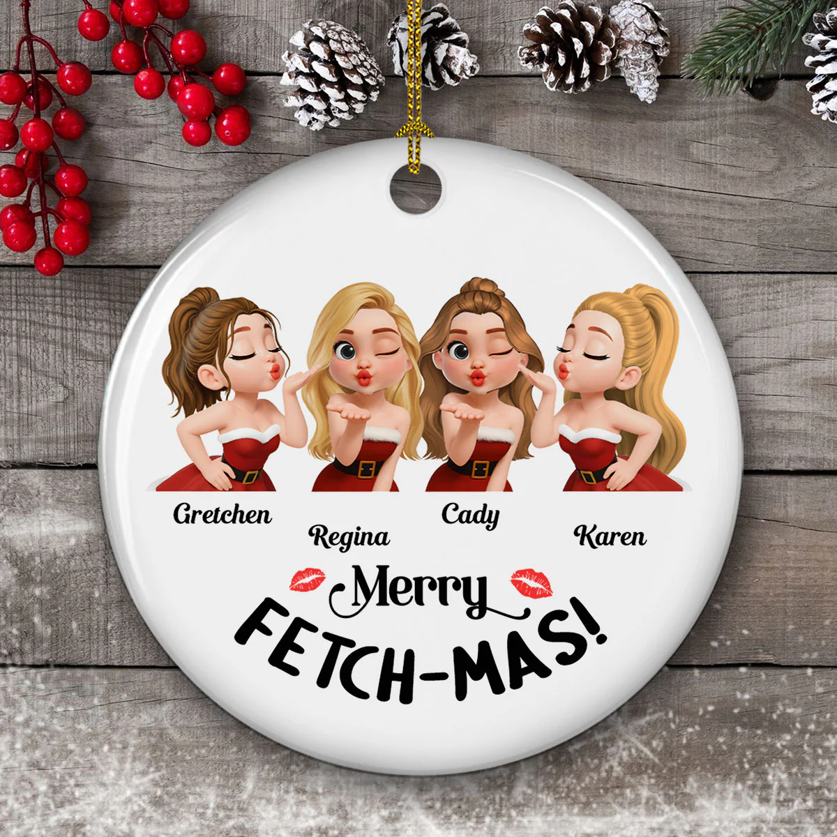 Merry Fetchmas - Personalized Custom Ceramic Ornament - Image 4
