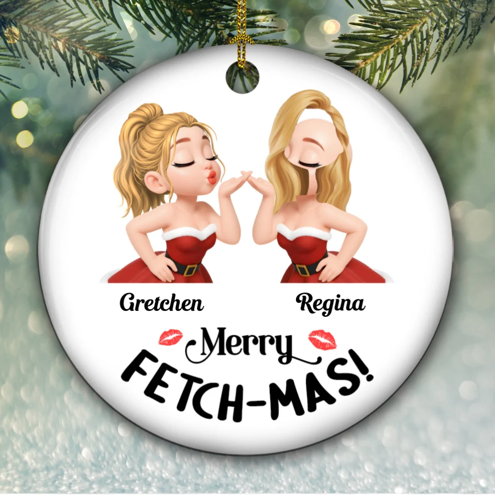 Merry Fetchmas - Personalized Custom Ceramic Ornament - Image 5