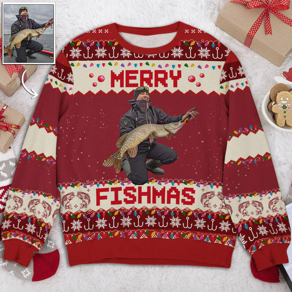 Merry Fishmas - Personalized Custom All-Over-Print Sweatshirt - Image 4