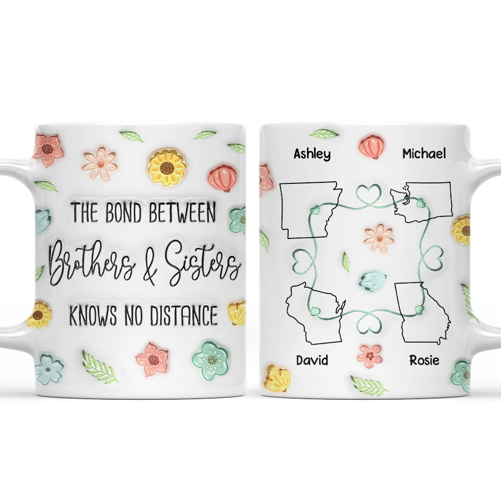 Miles Apart But Forever Connected - Personalized Custom 3D Inflated Effect Coffee Mug