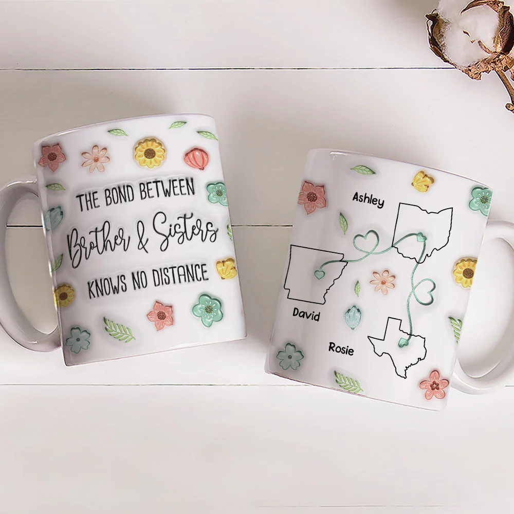 Miles Apart But Forever Connected - Personalized Custom 3D Inflated Effect Coffee Mug - Image 4