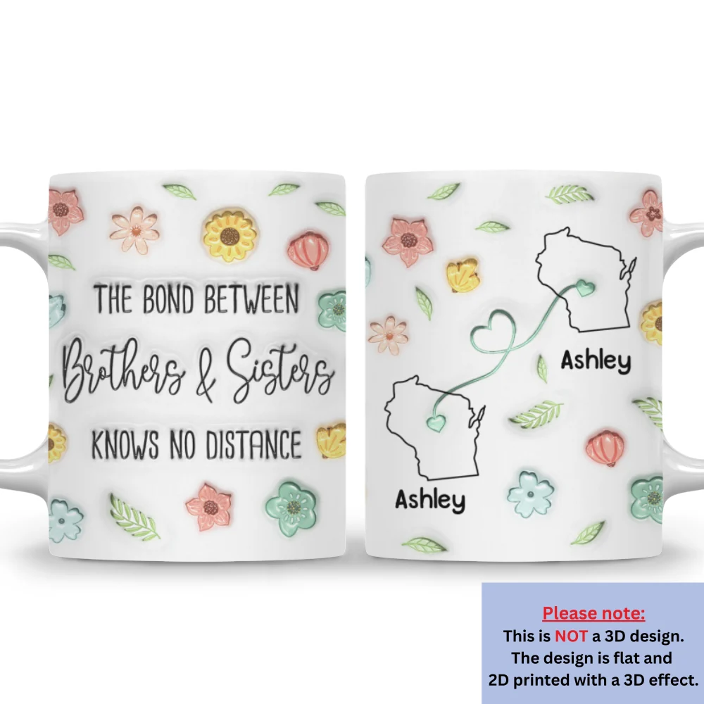 Miles Apart But Forever Connected - Personalized Custom 3D Inflated Effect Coffee Mug - Image 7