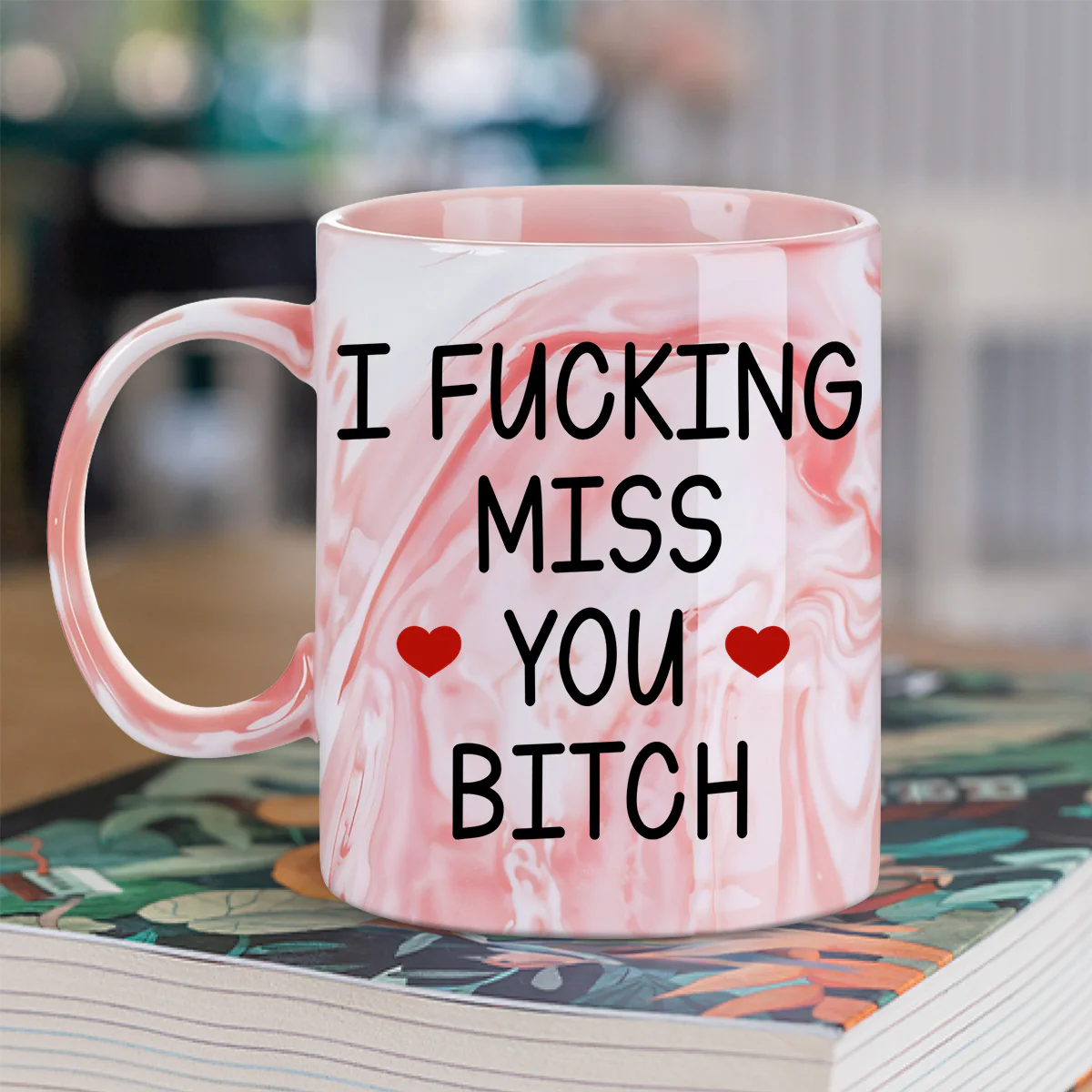 Miss You So - Personalized Custom Pink Marble Mug - Image 4