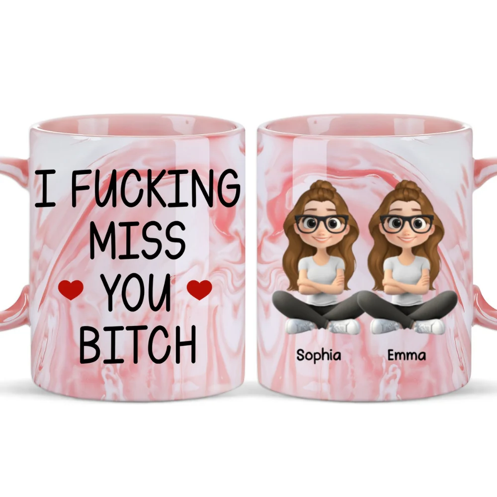 Miss You So - Personalized Custom Pink Marble Mug - Image 6