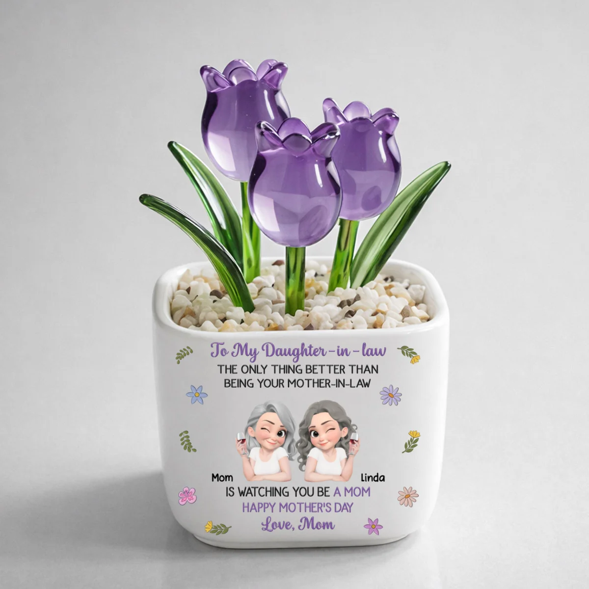 Mom And Daughter In Law Linked Together - Personalized Custom Glass Everlasting Tulips - Image 10