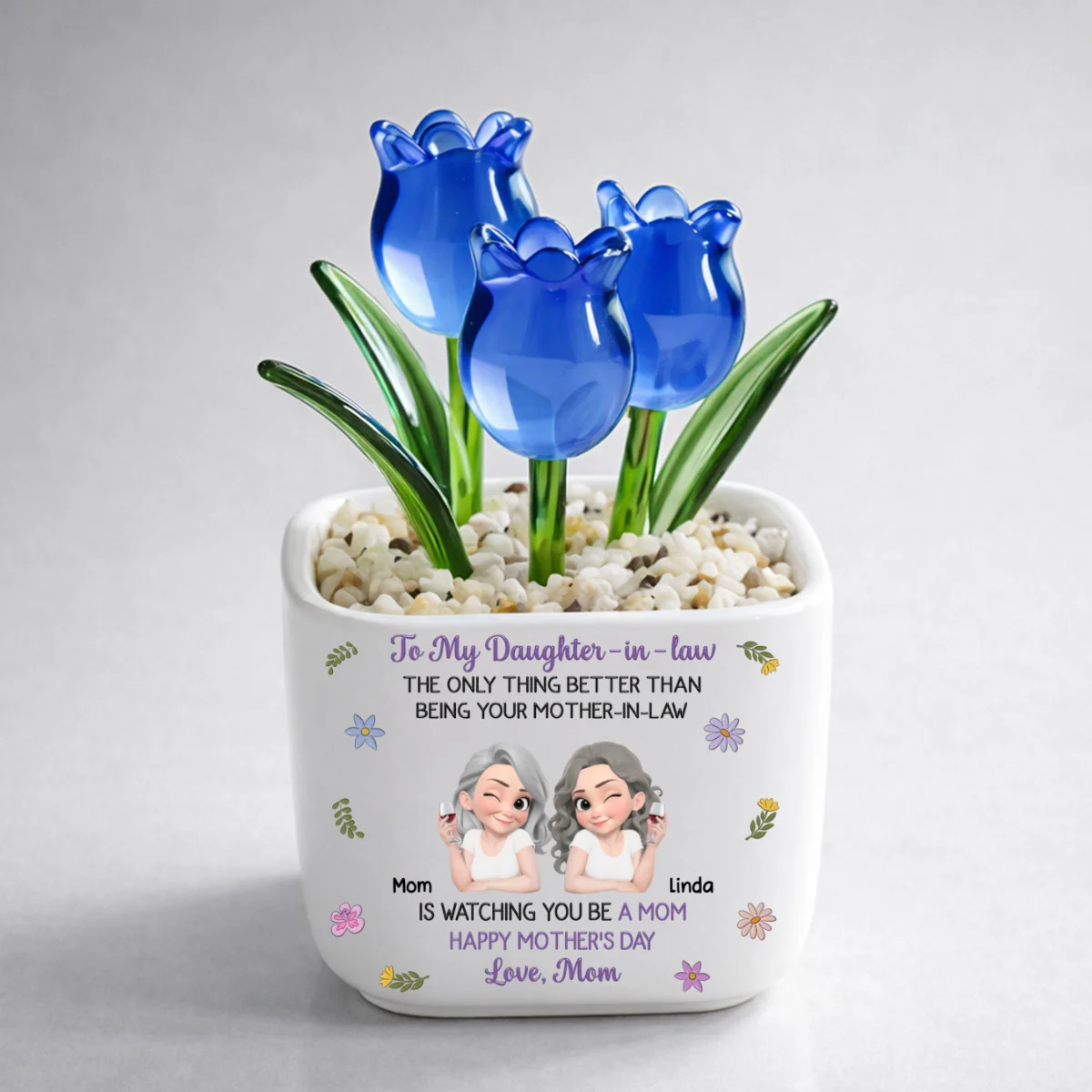 Mom And Daughter In Law Linked Together - Personalized Custom Glass Everlasting Tulips - Image 8