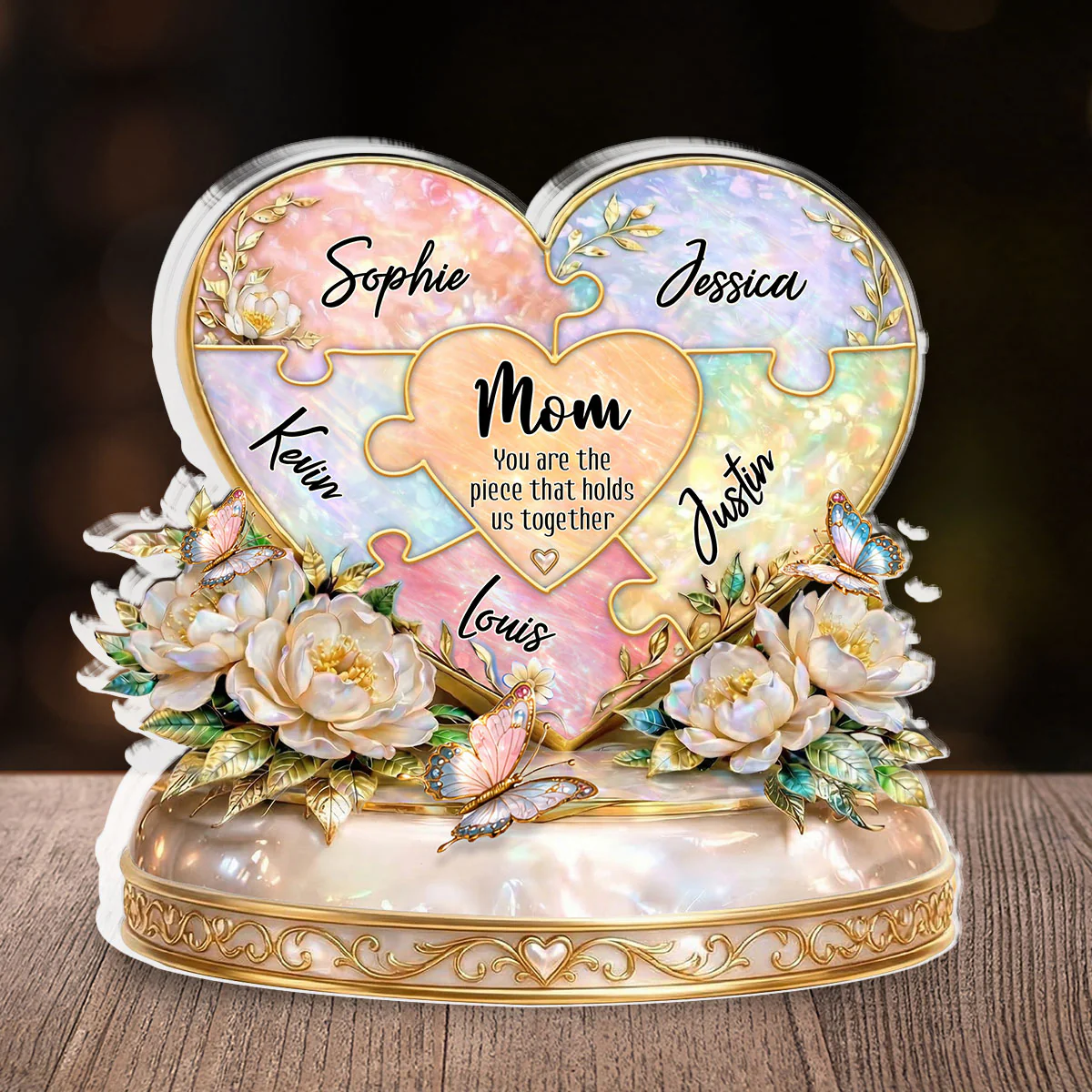 Mom And Her Kids - Personalized Custom Acrylic Plaque - Image 2